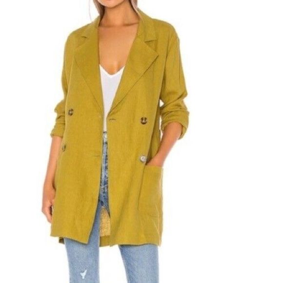 𝅺NEW LPA Mustard 100% Linen Blazer Jacket - Picture 3 of 12